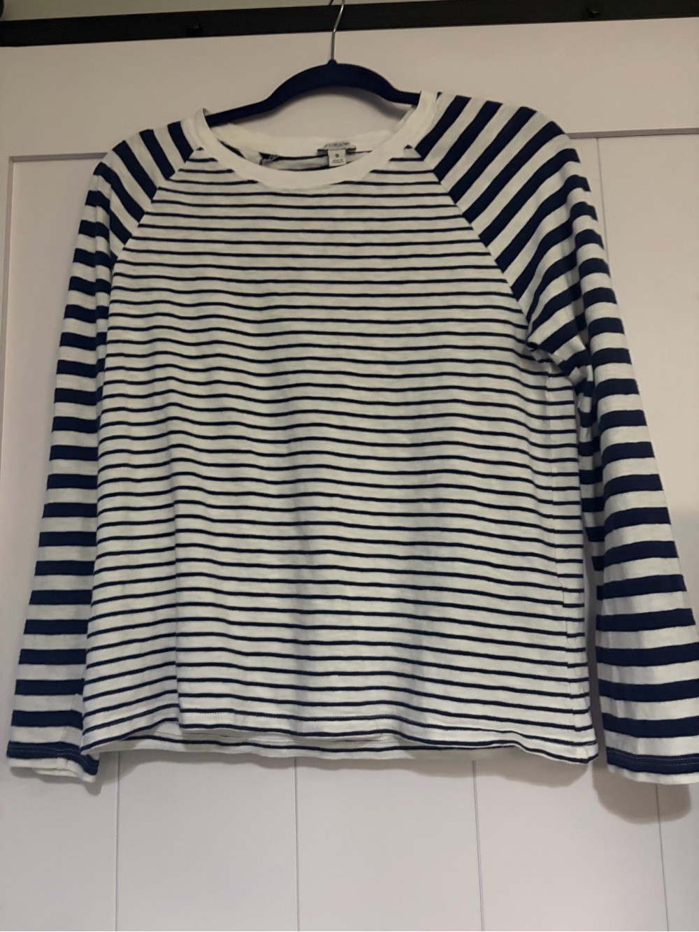 J. Crew Navy and White Striped Crewneck Tee